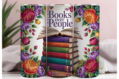 Books & Flowers 20oz Tumbler Wrap Sublimation PixelChick 