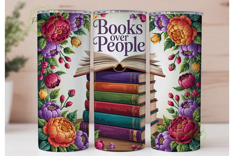 Books & Flowers 20oz Tumbler Wrap Sublimation PixelChick 