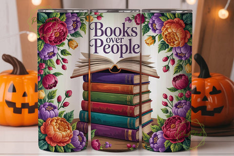 Books & Flowers 20oz Tumbler Wrap Sublimation PixelChick 