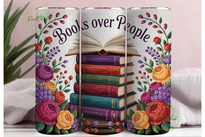 Books & Flowers 20oz Tumbler Wrap Sublimation PixelChick 