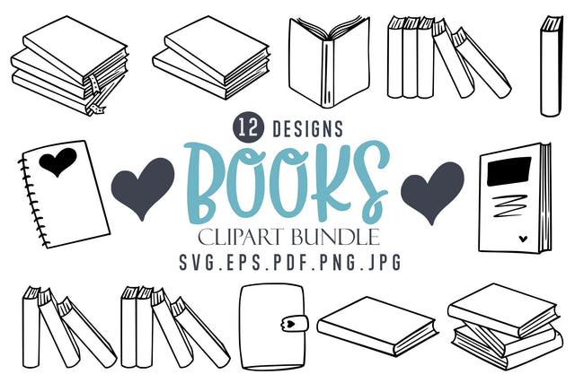 Books Lineart Bundle SVG Cut File SVG dapiyupi store 
