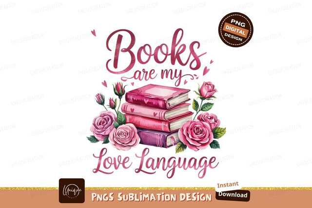 Books Love Language Watercolor Reading Illustration Sublimation Designangry 
