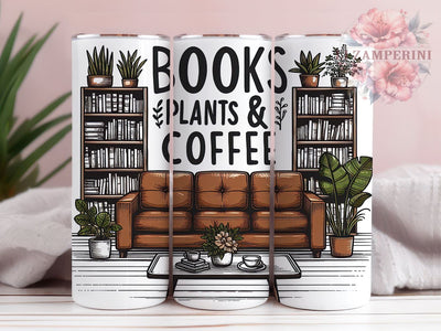 Books Plants & Coffee 20oz Tumbler Wrap PNG, Book Lover Tumbler Png, Straight & Tapered Tumbler Wrap, Instant Digital Download Sublimation Li Zamperini 