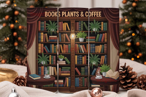 Books, Plants & Coffee 20oz Tumbler Wrap Sublimation DesignSVG 
