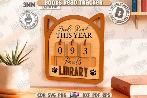 Books Read Trackers Laser Cut | Home Décor | Wall Signs | Home Library | Books Lover | Gift Idea | Wall Decorations | Bookshelf Decor | CNC Files SVG The T Store Design 