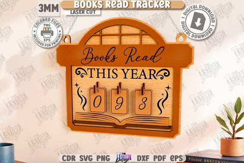 Books Read Trackers Laser Cut | Home Décor | Wall Signs | Home Library | Books Lover | Gift Idea | Wall Decorations | Bookshelf Decor | CNC Files SVG The T Store Design 