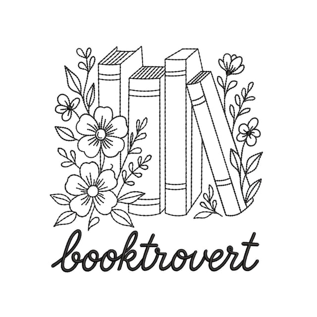 Booktrovert Floral Books Machine Embroidery Design, 4 sizes, Instant Download Embroidery/Applique DESIGNS Nino Nadaraia 