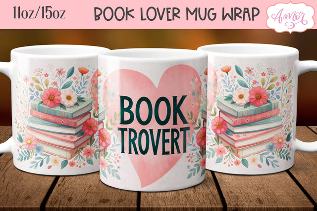 Booktrovert mug wrap sublimation PNG Sublimation Amorclipart 