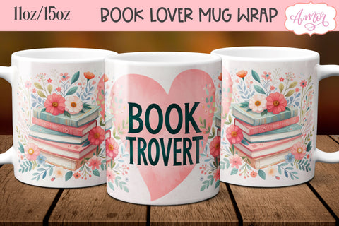 Booktrovert mug wrap sublimation PNG Sublimation Amorclipart 