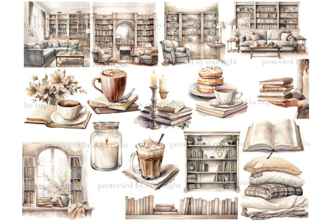 Bookworm Clipart | Cozy Reading Nook Clipart SVG GlamArtZhanna 