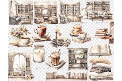 Bookworm Clipart | Cozy Reading Nook Clipart SVG GlamArtZhanna 