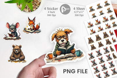 Bookworm Critters Sticker Sublimation artnoy 