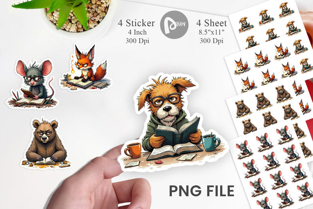 Bookworm Critters Sticker Sublimation artnoy 