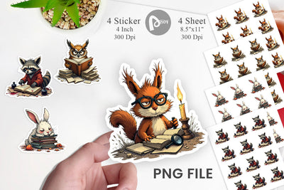 Bookworm Critters Sticker Sublimation artnoy 