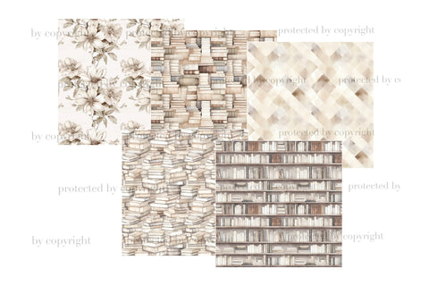 Bookworm Digital Paper | Books Seamless Pattern Digital Pattern GlamArtZhanna 