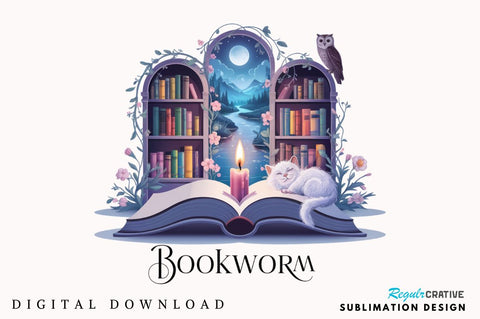 Bookworm Funny Book Lover PNG Bookish Sublimation Design Sublimation Regulrcrative 