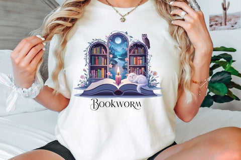 Bookworm Funny Book Lover PNG Bookish Sublimation Design Sublimation Regulrcrative 