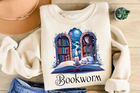 Bookworm Funny Book Lover PNG Bookish Sublimation Design Sublimation Regulrcrative 