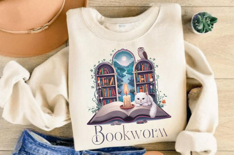 Bookworm Funny Book Lover PNG Bookish Sublimation Design Sublimation Regulrcrative 