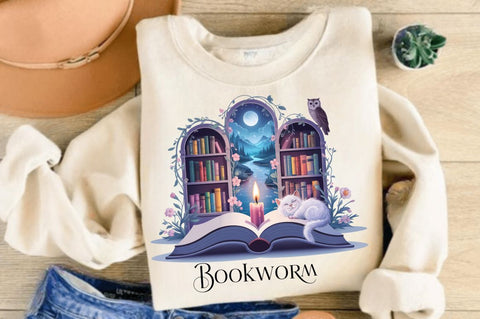 Bookworm Funny Book Lover PNG Bookish Sublimation Design Sublimation Regulrcrative 