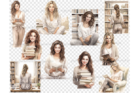 Bookworm Girl PNG | Cozy Girl Clipart SVG GlamArtZhanna 