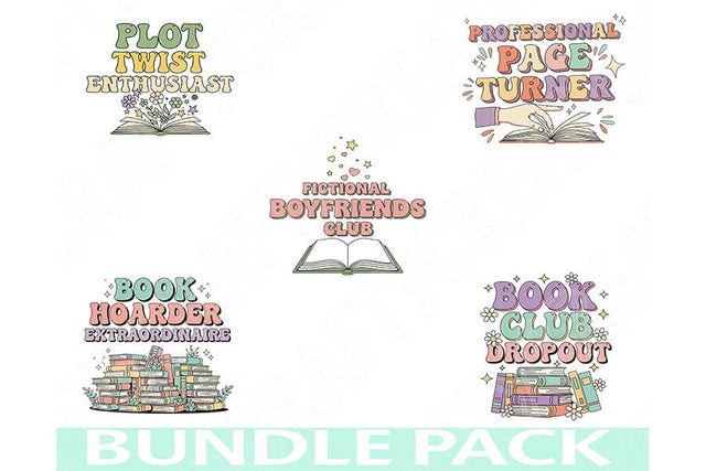 Bookworm Png Bundle, Reading Lover Clipart, Book Club Design, Book Aesthetic Png, Bookish Sublimation, Reading Humor Png Cozy Reader Clipart SVG TiffsCraftyCreations 