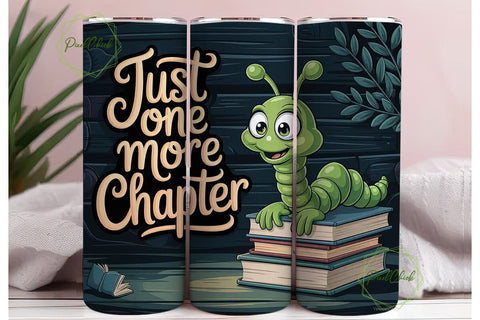 Bookworm Reading 20oz Tumbler Wrap Sublimation PixelChick 