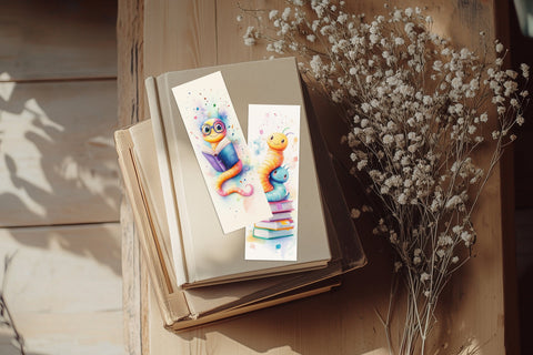 Bookworms Printable Bookmarks | Whimsical Digital Sheets SVG GlamArtZhanna 