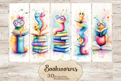 Bookworms Printable Bookmarks | Whimsical Digital Sheets SVG GlamArtZhanna 