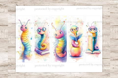 Bookworms Printable Bookmarks | Whimsical Digital Sheets SVG GlamArtZhanna 