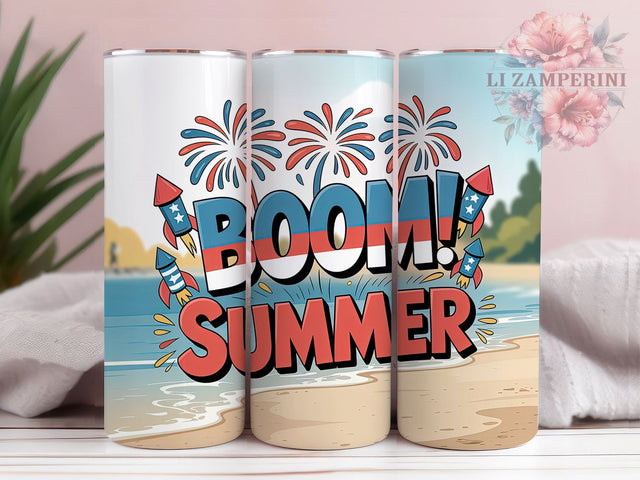 Boom Summer Patriotic 20oz Tumbler, Patriotic Theme, Independence Day, American Pride, Tumbler Wrap, Sublimation Design, 20oz Tumbler Sublimation Li Zamperini 