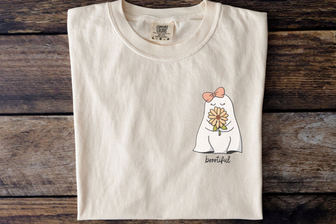 Boootiful Ghost SVG for Cricut, Cute Ghost with Sunflower PNG for Stickers, Sublimation, TShirts, Cute Floral Ghost Halloween Sticker SVG Designing Digitals 