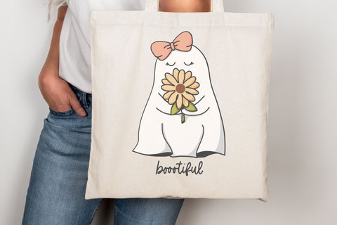 Boootiful Ghost SVG for Cricut, Cute Ghost with Sunflower PNG for Stickers, Sublimation, TShirts, Cute Floral Ghost Halloween Sticker SVG Designing Digitals 