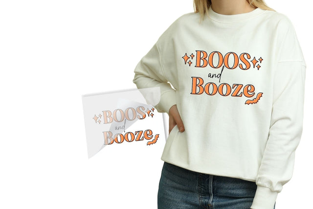 Boos and Booze Halloween DTF Heat Transfer Physical So Fontsy T-Shirt Iron-On Transfer Shop 4x4