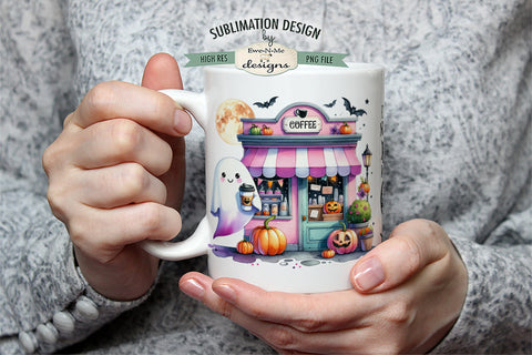Boos In My Coffee | Cute Ghost Pink Halloween 11 & 15 oz Mug Sublimation Ewe-N-Me Designs 