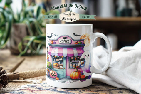 Boos In My Coffee | Cute Ghost Pink Halloween 11 & 15 oz Mug Sublimation Ewe-N-Me Designs 