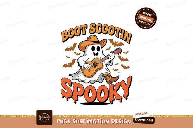 Boot Scootin Spooky Ghost Halloween Country Sublimation Sublimation Designangry 