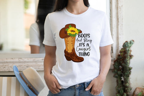Boots and Bling It's a Cowgirl Thing, Western Sublimation Sublimation CraftLabSVG 