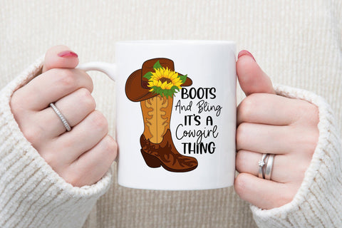 Boots and Bling It's a Cowgirl Thing, Western Sublimation Sublimation CraftLabSVG 