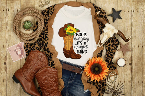 Boots and Bling It's a Cowgirl Thing, Western Sublimation Sublimation CraftLabSVG 