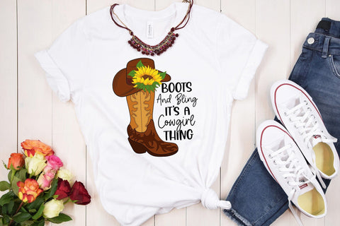 Boots and Bling It's a Cowgirl Thing, Western Sublimation Sublimation CraftLabSVG 
