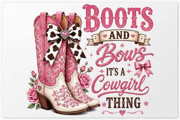Boots and Bows Cowgirl PNG | Western Girl Sublimation Design SVG BillahCrafts 