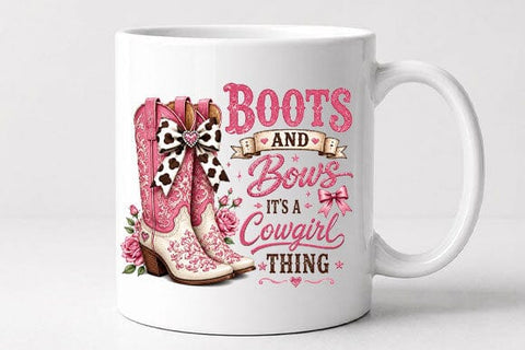 Boots and Bows Cowgirl PNG | Western Girl Sublimation Design SVG BillahCrafts 
