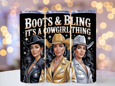 Boots & Bling 20oz Tumbler Wrap, Cowgirl Melanin Design, American Flag Sublimation, Patriotic USA Wrap, Western Cowgirl Theme, 20oz Tumbler Design, PNG Tumbler Wrap Sublimation SvggirlplusArt 