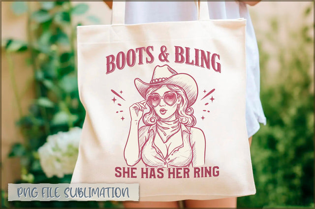 Boots & bling she has her ring Tote Bag Sublimation Shetara Begum 
