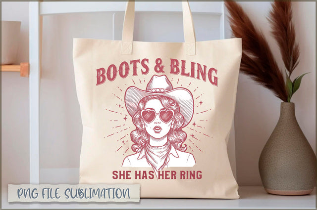 Boots & bling she has her ring Tote Bag Sublimation Shetara Begum 