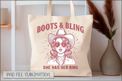 Boots & bling she has her ring Tote Bag Sublimation Shetara Begum 