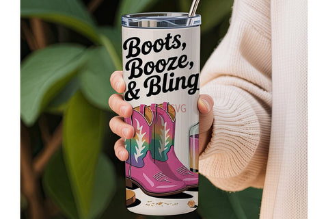 Boots, Booze & Bling 20oz Tumbler Wrap Sublimation DesignSVG 