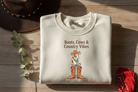 Boots Cows and Country Vibes Png, Western Cowgirl Sublimation Design, Cute Cow Cowboy Hat, Rodeo Shirt Graphic, Country Concert Tee Design SVG TiffsCraftyCreations 