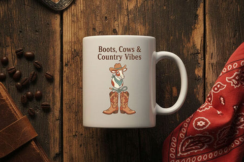 Boots Cows and Country Vibes Png, Western Cowgirl Sublimation Design, Cute Cow Cowboy Hat, Rodeo Shirt Graphic, Country Concert Tee Design SVG TiffsCraftyCreations 